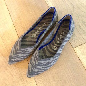 Rothy's Gray Zebra Print Pointy Toe Flats